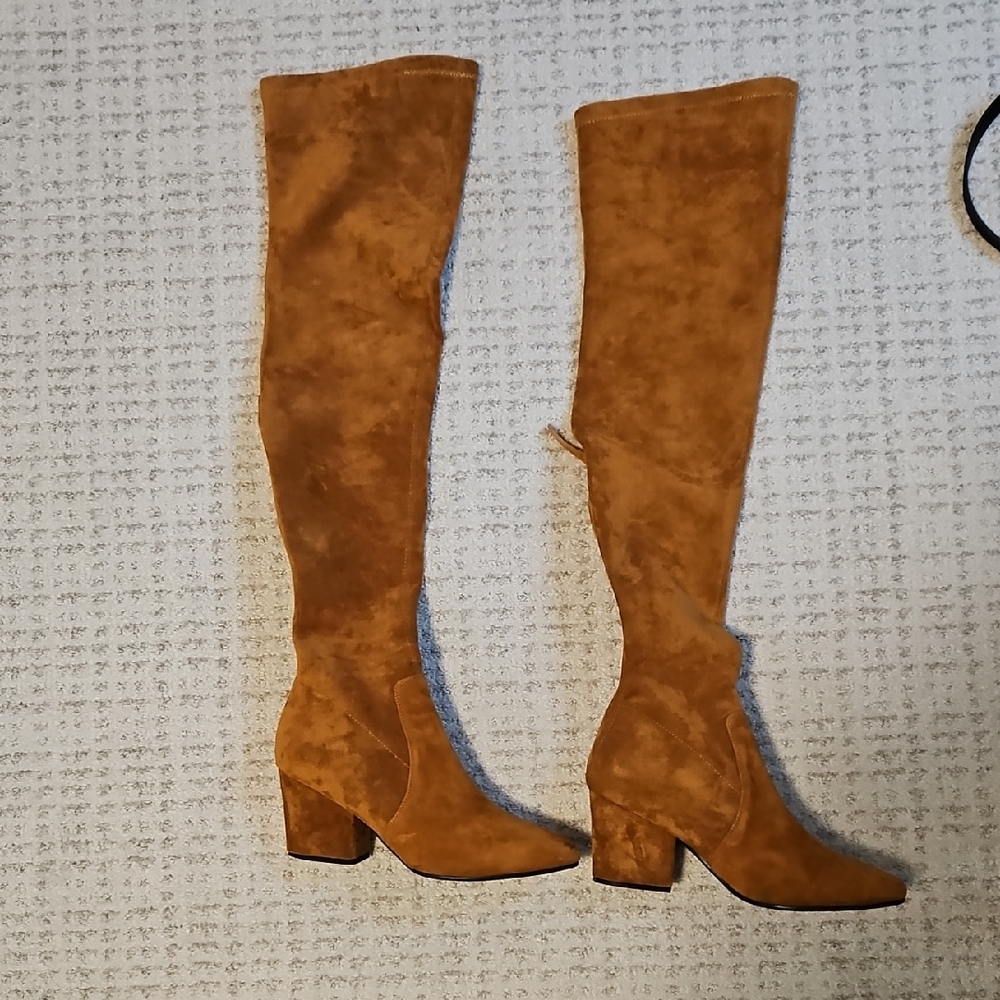 Chic Tan Over the Knee Suede Boots